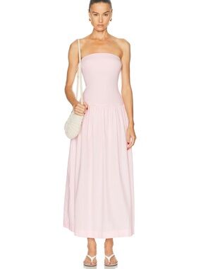 Enza Costa cotton bandeau midi dress in cherry blossom